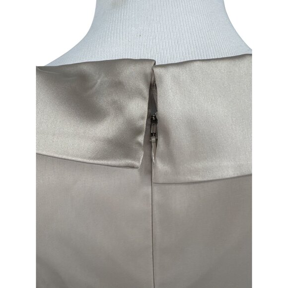 Elegant Satin Champagne Knee-Length Cocktail Dress With 3/4 Sleeves & Ruched Det - Picture 3 of 10